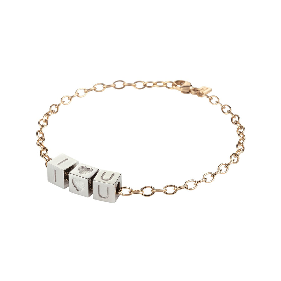 I L🖤VE U | Big Cubes | Chain Bracelet -- boumejewelry.