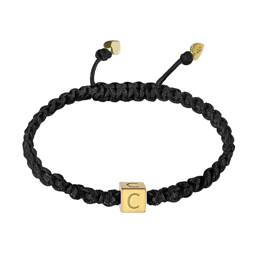 Black Initial Heart Closure Braided Bracelet | B YOU -Bracelet- boumejewelry.