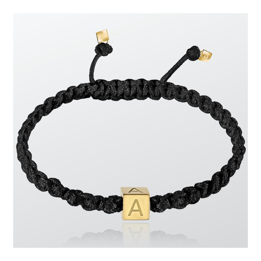 Black Initial Square Closure Braided Bracelet | B YOU -Bracelet- boumejewelry.