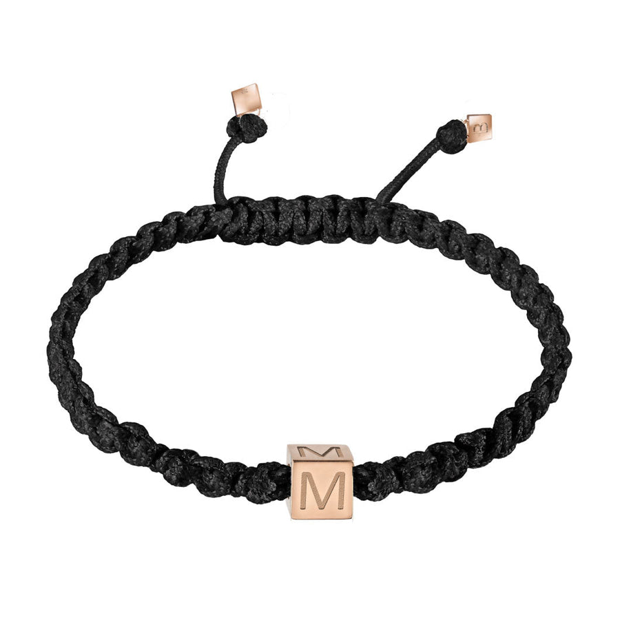 Black Initial Square Closure Braided Bracelet | B YOU -Bracelet- boumejewelry.