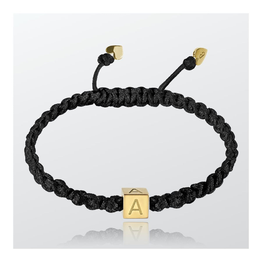 Black Initial Heart Closure Braided Bracelet | BY YOU