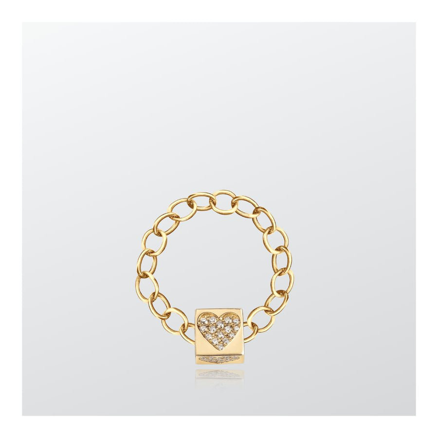 Diamond Heart Chain Ring | B SOLID -Ring- boumejewelry.