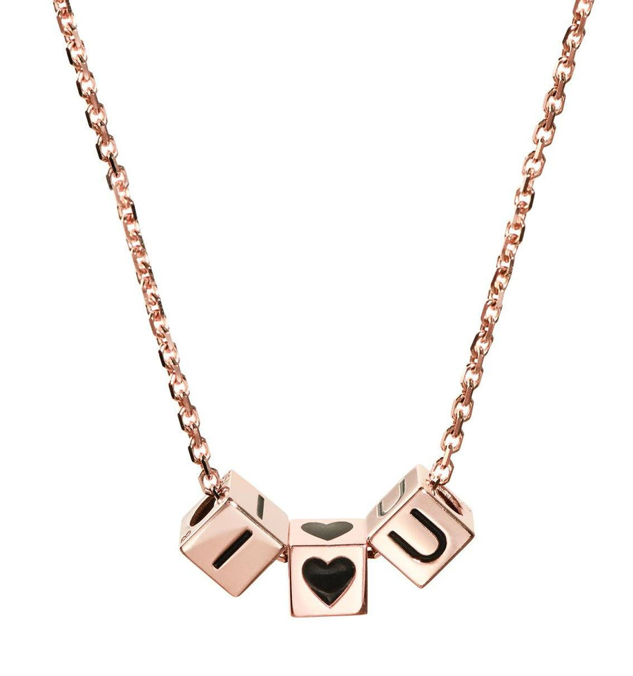 I L🖤VE U | Small Cubes | Chain Necklace -Necklace- boumejewelry.