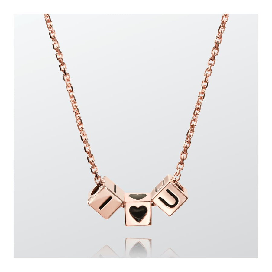 I L🖤VE U | Small Cubes | Chain Necklace -Necklace- boumejewelry.