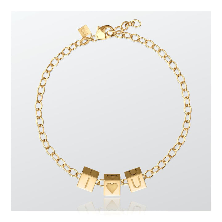 I🖤 U | Small Cubes | Chain Bracelet -- boumejewelry.